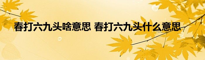 春打六九头什么意思 春打五九尾的儿歌