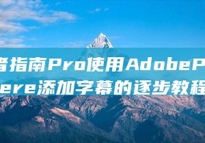 初学者指南 Pro 使用 Adobe Premiere 添加字幕的逐步教程 (初学者的终极指南)